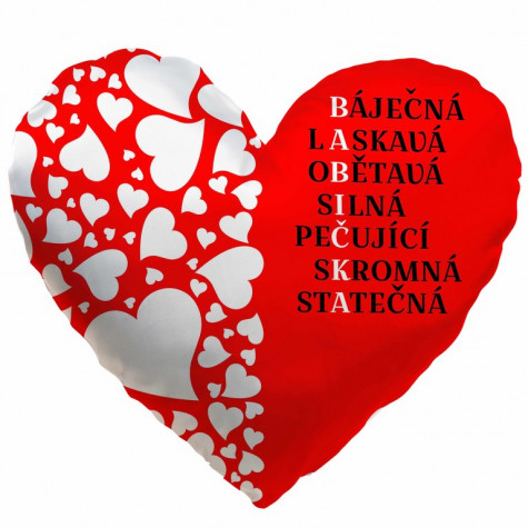 Polštářek srdcový 36 cm - Babička tajenka ~ 1