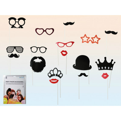 Párty foto doplňky 17 ks - Moustache & Lips