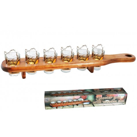 Dřevěná destička s panáky 6 ks ~ 1