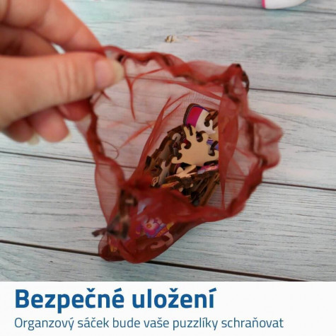 Dřevěné puzzle - jednorožec s duhou