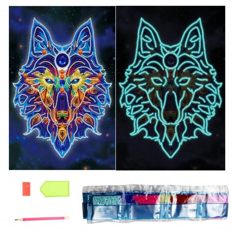 Diamantové malování svítící ve tmě - vlk ~ 1