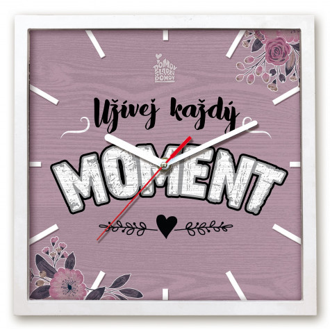 Nekupto Dárkové hodiny čtvercové - Užívej každý moment ~ 1