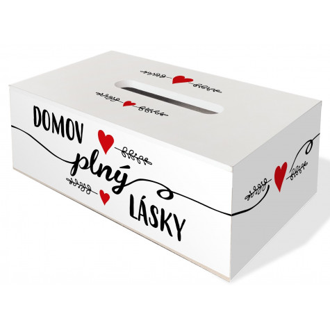 Nekupto Dřevěná krabička na ubrousky - Domov plný lásky ~ 1