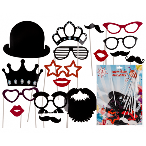 Párty foto doplňky 17 ks - Moustache &  Lips
