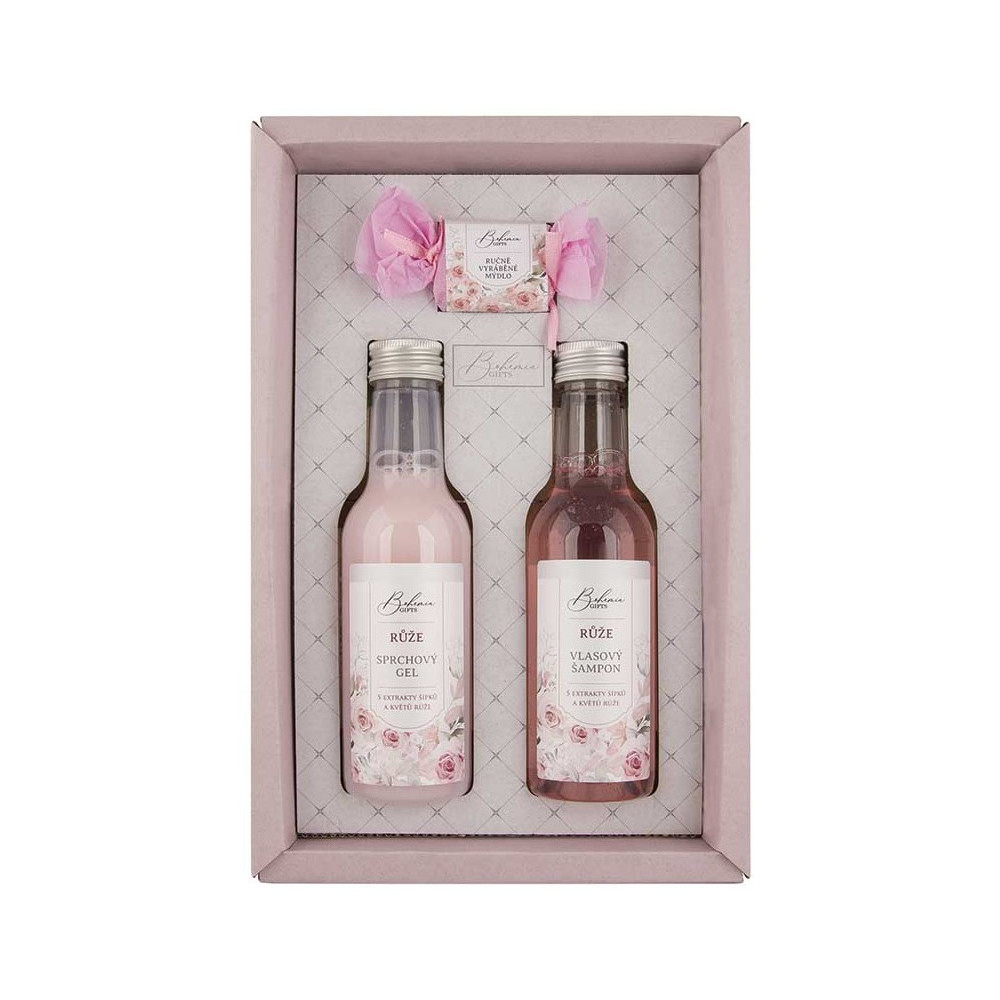 Dárková kosmetická sada - Růže - gel, šampon a mýdlo