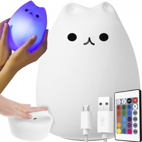 LED noční lampička na dálkové ovládání - kočička ~ 1
