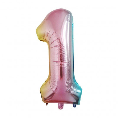 Nafukovací balónek číslo - 1 - duhový 35 cm