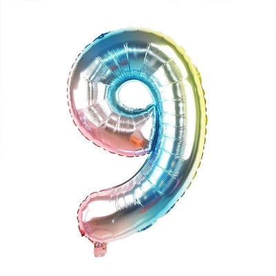 Nafukovací balónek číslo - 9 - duhový 35 cm