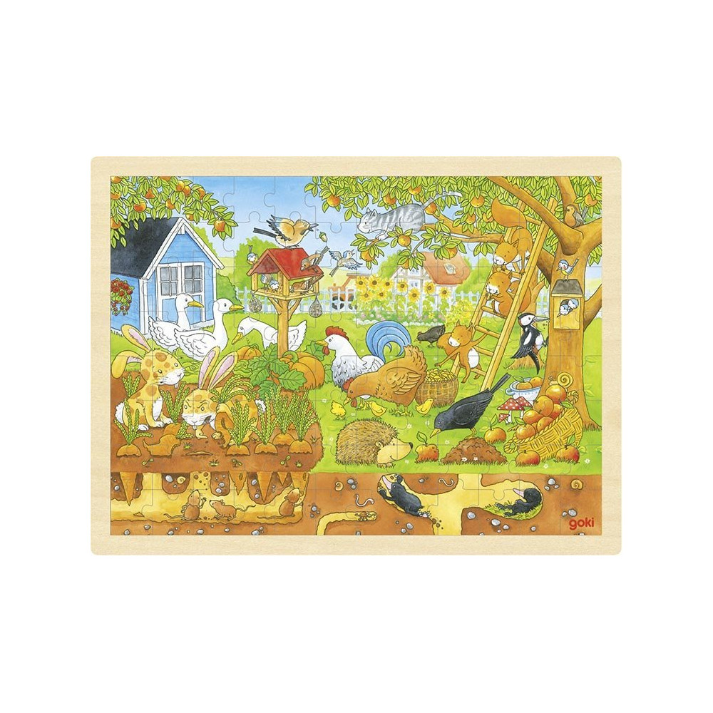 GOKI Dřevěné puzzle Zákoutí naší zahrady 96 dílků