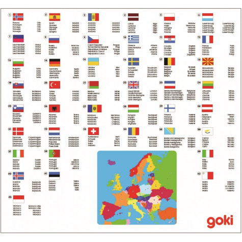 GOKI Dřevěné puzzle Mapa Evropy 35 dílků