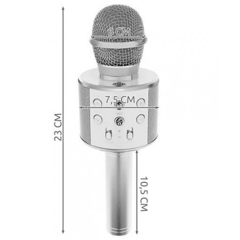 Karaoke mikrofon bluetooth - stříbrný