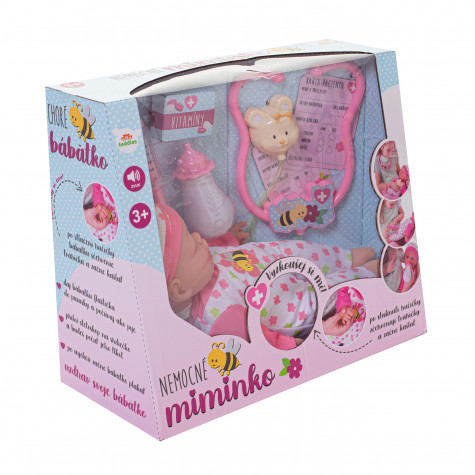 Nemocné miminko měkké tělo s doplňky na baterie se zvukem ~ 2