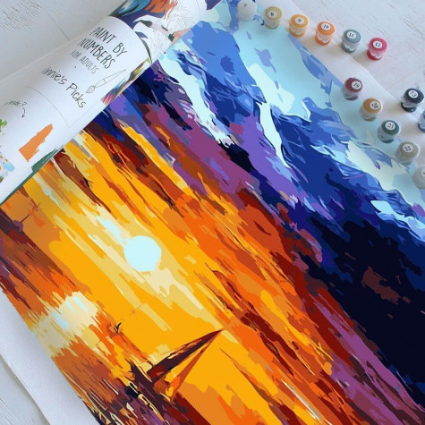 Malování podle čísel bez rámu - západ slunce