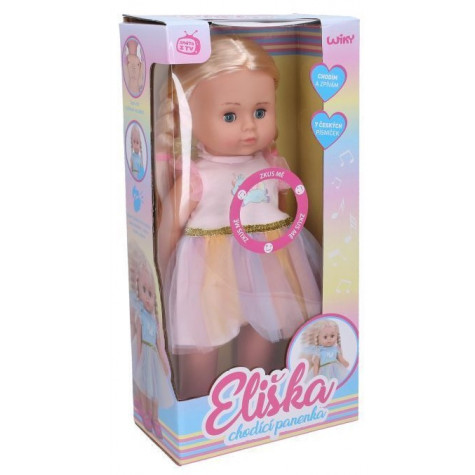 Wiky Eliška chodící panenka 41 cm - růžové šaty