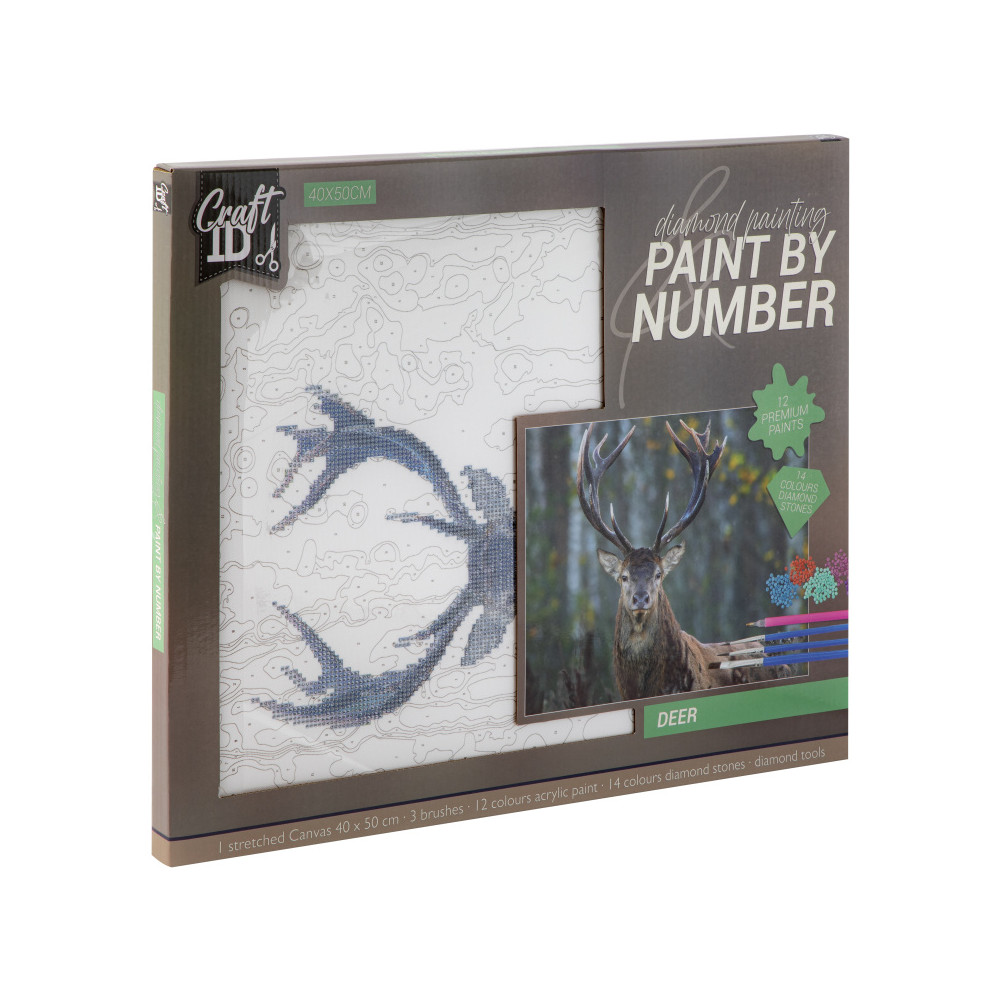 Malování podle čísel + diamantové malování 40x50cm - jelen