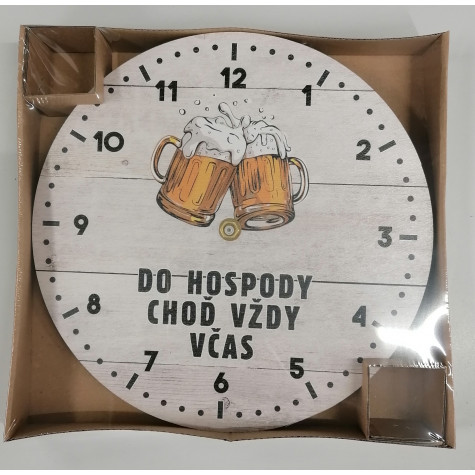 Dřevěné hodiny 24 cm - Hospoda ~ 2