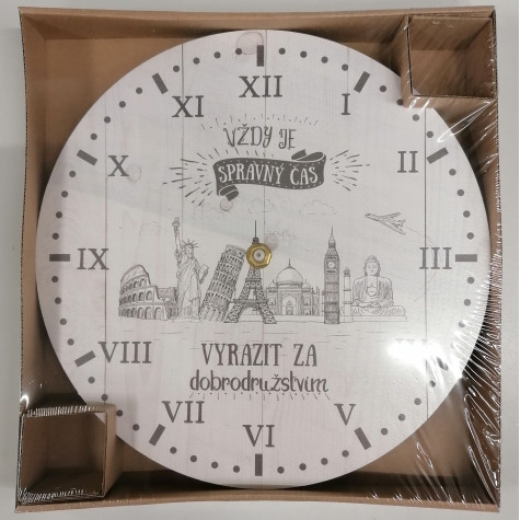 Dřevěné hodiny 24 cm - Dobrodružství ~ 2