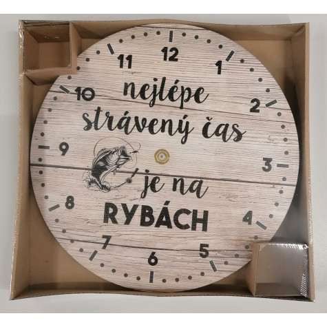 Dřevěné hodiny 24 cm - Pro rybáře ~ 2