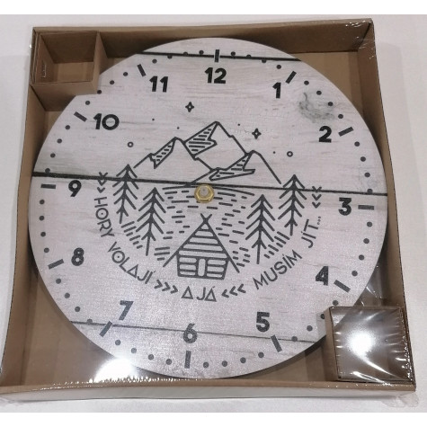 Dřevěné hodiny 24 cm - Hory volají ~ 2