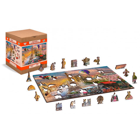 WOODEN CITY Dřevěné puzzle Jaro v Paříži 2v1, 75 dílků EKO ~ 3