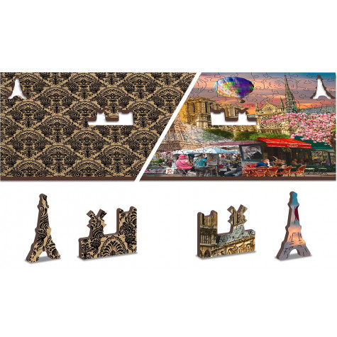 WOODEN CITY Dřevěné puzzle Jaro v Paříži 2v1, 75 dílků EKO ~ 5