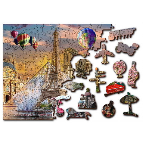 WOODEN CITY Dřevěné puzzle Jaro v Paříži 2v1, 75 dílků EKO