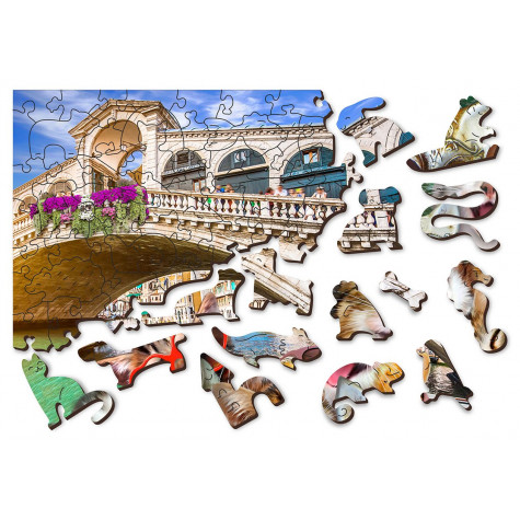 WOODEN CITY Dřevěné puzzle Koťata v Benátkách 2v1, 75 dílků EKO