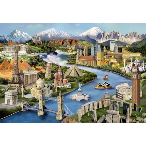 WOODEN CITY Dřevěné puzzle Světové památky 2v1, 75 dílků EKO ~ 2