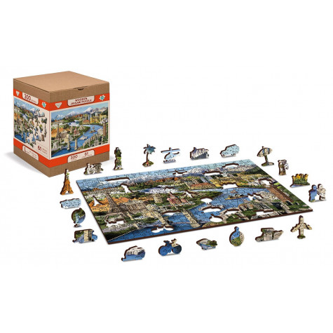 WOODEN CITY Dřevěné puzzle Světové památky 2v1, 75 dílků EKO ~ 3