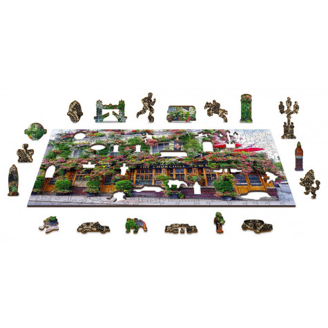 WOODEN CITY Dřevěné puzzle Londýnská hospoda 2v1, 75 dílků EKO