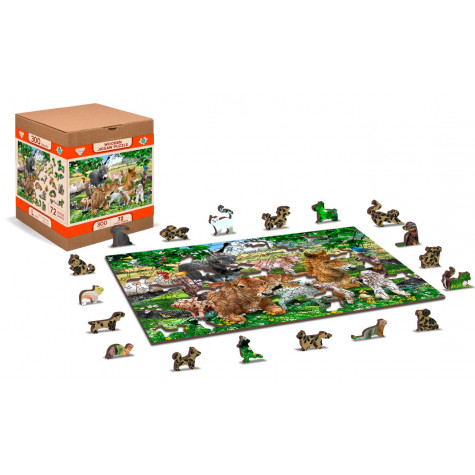 WOODEN CITY Dřevěné puzzle Školka na farmě 2v1, 75 dílků EKO