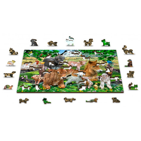 WOODEN CITY Dřevěné puzzle Školka na farmě 2v1, 75 dílků EKO ~ 4