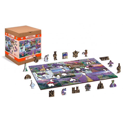 WOODEN CITY Dřevěné puzzle Levandulová Francie 2v1, 75 dílků EKO ~ 3