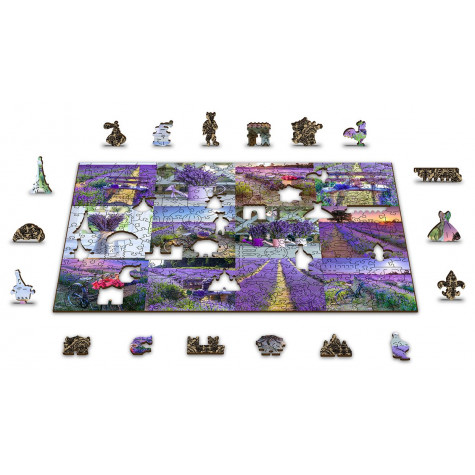 WOODEN CITY Dřevěné puzzle Levandulová Francie 2v1, 75 dílků EKO