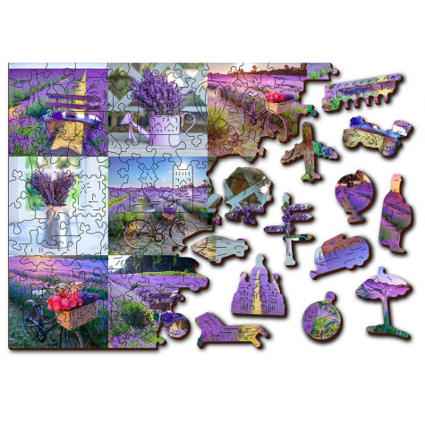 WOODEN CITY Dřevěné puzzle Levandulová Francie 2v1, 75 dílků EKO ~ 7