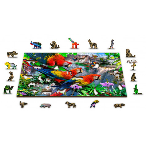 WOODEN CITY Dřevěné puzzle Ostrov papoušků 2v1, 75 dílků EKO ~ 4