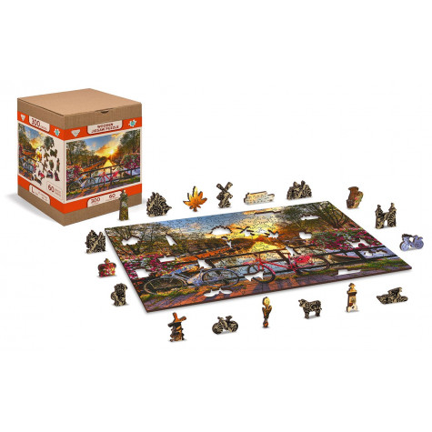 WOODEN CITY Dřevěné puzzle Kola v Amsterdamu 2v1, 75 dílků EKO