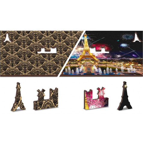 WOODEN CITY Dřevěné puzzle Noční Paříž 2v1, 75 dílků EKO ~ 5