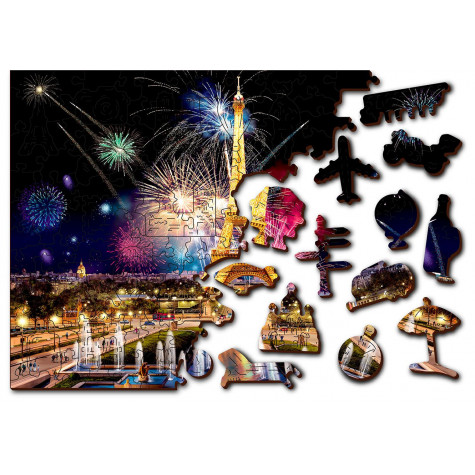 WOODEN CITY Dřevěné puzzle Noční Paříž 2v1, 75 dílků EKO ~ 7