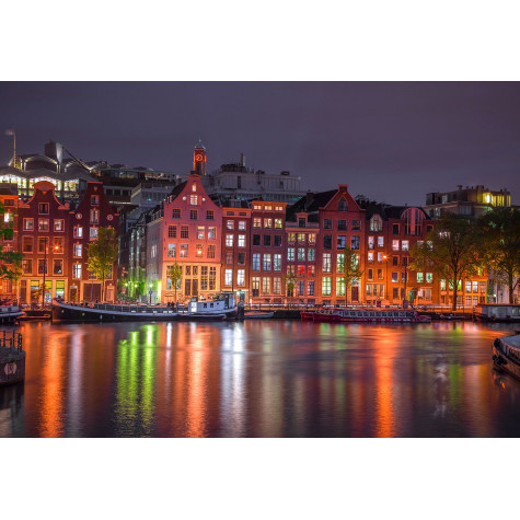 WOODEN CITY Dřevěné puzzle Noční Amsterdam 2v1, 75 dílků EKO ~ 2