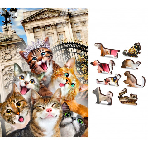 WOODEN CITY Dřevěné puzzle Koťata v Londýně 2v1, 75 dílků EKO ~ 1