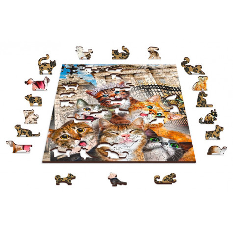 WOODEN CITY Dřevěné puzzle Koťata v Londýně 2v1, 75 dílků EKO ~ 4