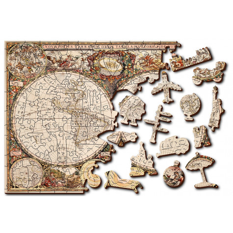 WOODEN CITY Dřevěné puzzle Antická mapa světa 2v1, 75 dílků EKO ~ 7