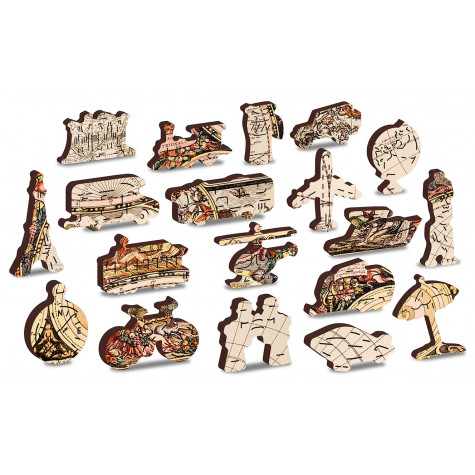 WOODEN CITY Dřevěné puzzle Antická mapa světa 2v1, 150 dílků EKO ~ 6