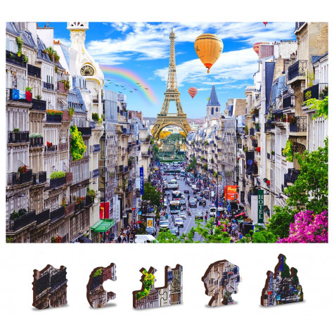 WOODEN CITY Dřevěné puzzle Rušná Paříž 2v1, 150 dílků EKO ~ 1
