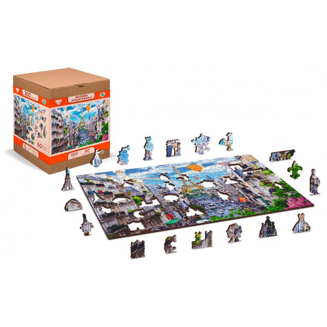 WOODEN CITY Dřevěné puzzle Rušná Paříž 2v1, 150 dílků EKO ~ 3