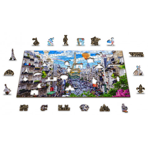 WOODEN CITY Dřevěné puzzle Rušná Paříž 2v1, 150 dílků EKO