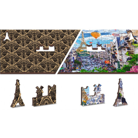 WOODEN CITY Dřevěné puzzle Rušná Paříž 2v1, 150 dílků EKO ~ 5