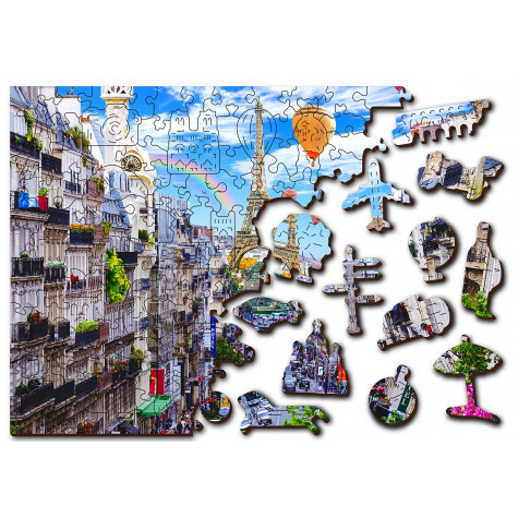 WOODEN CITY Dřevěné puzzle Rušná Paříž 2v1, 150 dílků EKO ~ 7