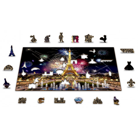 WOODEN CITY Dřevěné puzzle Noční Paříž 2v1, 150 dílků EKO
